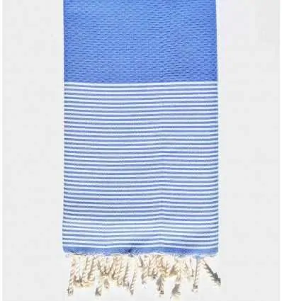 Fouta nid d'abeille bleu moyen Fouta Tunisia - 1