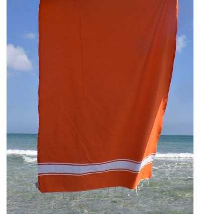 Fouta Plate orange rayée blanc Fouta Tunisia - 3