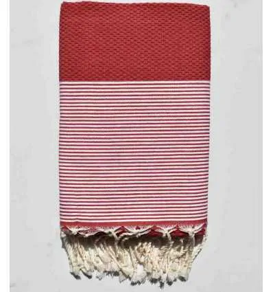 Fouta nid d'abeille rouge carmin Fouta Tunisia - 1