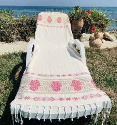 Fouta Khomsa rose foncé Fouta Tunisia - 1