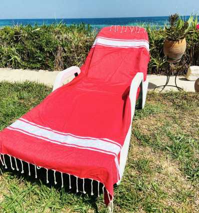 fouta plate rouge anglais Fouta Tunisia - 1