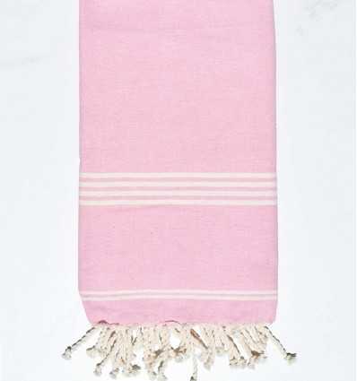 Fouta Mykonos en Coton Recyclé rose dragée Fouta Tunisia - 1