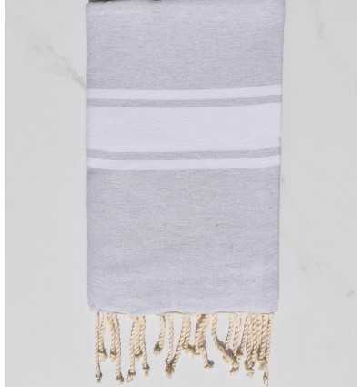 Fouta en Coton Recyclé gris clair Fouta Tunisia - 1