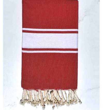 Fouta en Coton Recyclé rouge Fouta Tunisia - 1