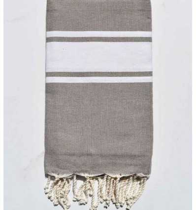 Fouta en Coton Recyclé taupe Fouta Tunisia - 1