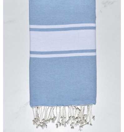 Fouta en Coton Recyclé bleu ciel Fouta Tunisia - 1