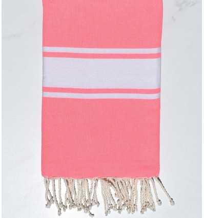 Fouta en Coton Recyclé rose fluo Fouta Tunisia - 1