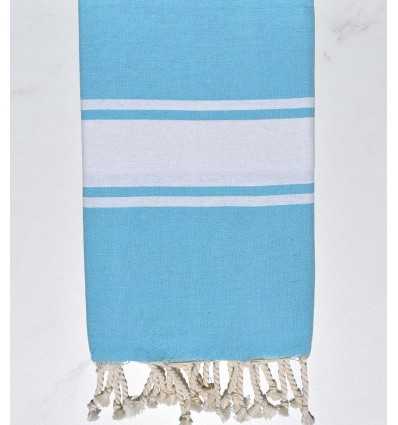 Fouta en Coton Recyclé bleu céleste Fouta Tunisia - 1