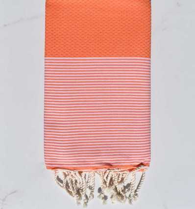 Fouta nid d'abeille orange pastel clair Fouta Tunisia - 1