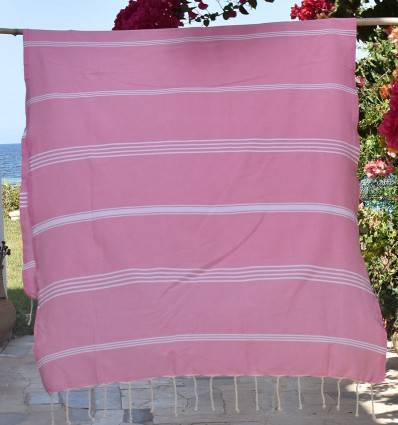 Fouta Mykonos en Coton Recyclé rose Fouta Tunisia - 1