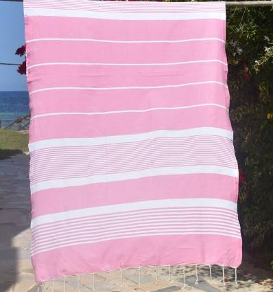 Fouta arthur en Coton Recyclé rose clair Fouta Tunisia - 1