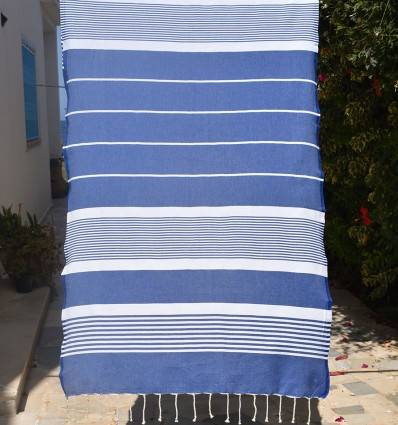 Fouta arthur en Coton Recyclé bleu Fouta Tunisia - 1