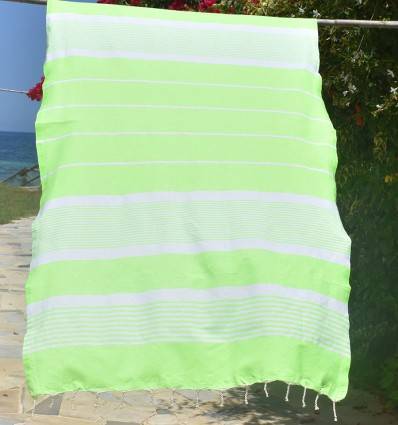 Fouta arthur en Coton Recyclé vert fluo Fouta Tunisia - 1