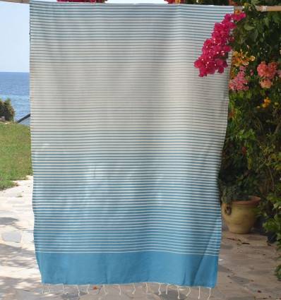 Fouta Portofino en Coton Recyclé bleu azur Fouta Tunisia - 1