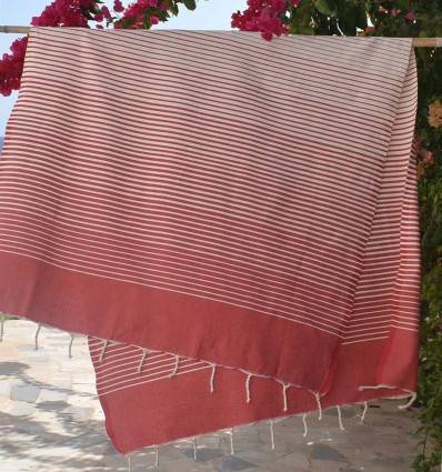 Fouta Portofino en Coton Recyclé rouge Fouta Tunisia - 1