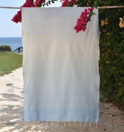 Fouta Portofino en Coton Recyclé bleu ciel Fouta Tunisia - 1