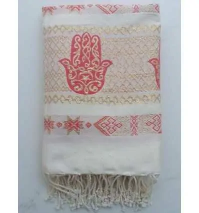 Fouta khomsa rose incarnat 1m*2m 