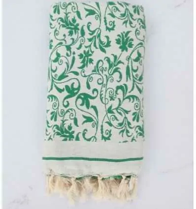 Fouta fleur vert 