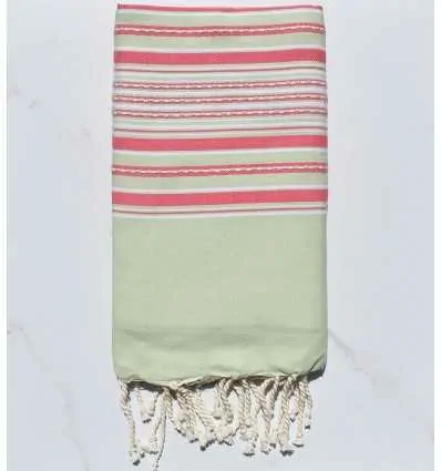 Fouta arabesque vert pistache avec rayures 