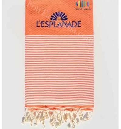 Serviette de plage nid d'abeille broderie l'esplanade Fouta Tunisia - 1