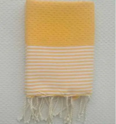 Lot de 10 serviettes de table jaune ambre avec rayures Fouta Tunisia - 1